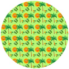 Summer Fun Pattern Wooden Puzzle Round by LalyLauraFLM