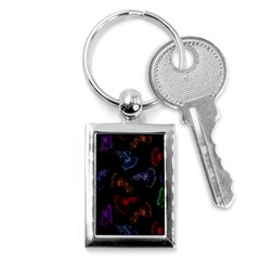 Vector Aquarium Guppies Seamless Fish Pattern With Black Background Key Chain (rectangle) by Grandong