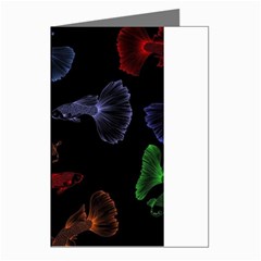 Vector Aquarium Guppies Seamless Fish Pattern With Black Background Greeting Cards (pkg Of 8) by Grandong