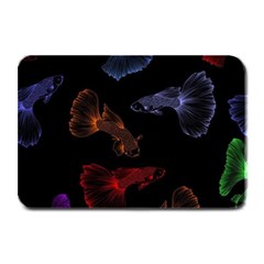 Vector Aquarium Guppies Seamless Fish Pattern With Black Background Plate Mats by Grandong