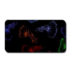 Vector Aquarium Guppies Seamless Fish Pattern With Black Background Medium Bar Mat by Grandong