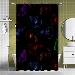 Vector Aquarium Guppies Seamless Fish Pattern With Black Background Shower Curtain 48  X 72  (small)  by Grandong