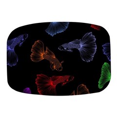 Vector Aquarium Guppies Seamless Fish Pattern With Black Background Mini Square Pill Box by Grandong