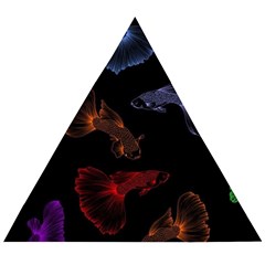 Vector Aquarium Guppies Seamless Fish Pattern With Black Background Wooden Puzzle Triangle by Grandong