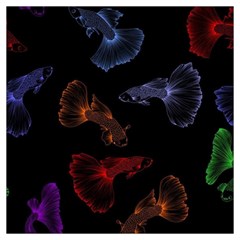 Vector Aquarium Guppies Seamless Fish Pattern With Black Background Lightweight Scarf  by Grandong