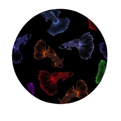 Vector Aquarium Guppies Seamless Fish Pattern With Black Background Mini Round Pill Box (pack Of 3) by Grandong