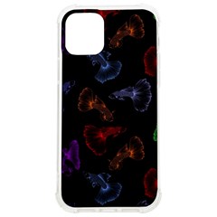 Vector Aquarium Guppies Seamless Fish Pattern With Black Background Iphone 12/12 Pro Tpu Uv Print Case by Grandong