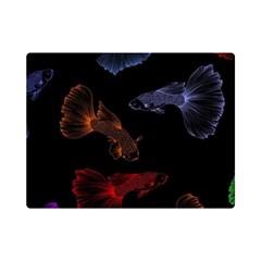 Vector Aquarium Guppies Seamless Fish Pattern With Black Background Premium Plush Fleece Blanket (mini) by Grandong