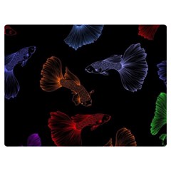 Vector Aquarium Guppies Seamless Fish Pattern With Black Background Premium Plush Fleece Blanket (extra Small) by Grandong