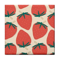 Seamless Strawberry Pattern Vector Tile Coaster