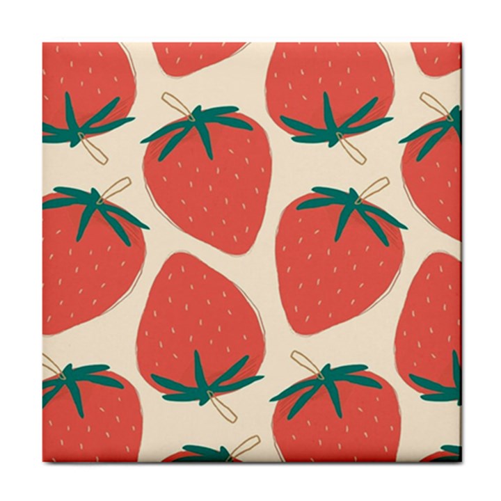 Seamless Strawberry Pattern Vector Tile Coaster