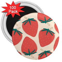 Seamless Strawberry Pattern Vector 3  Magnets (100 Pack) by Grandong