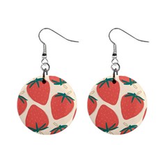 Seamless Strawberry Pattern Vector Mini Button Earrings by Grandong