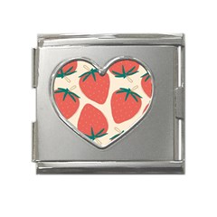 Seamless Strawberry Pattern Vector Mega Link Heart Italian Charm (18mm) by Grandong