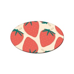 Seamless Strawberry Pattern Vector Sticker Oval (10 Pack) by Grandong