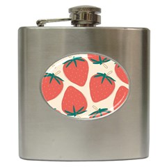 Seamless Strawberry Pattern Vector Hip Flask (6 Oz) by Grandong