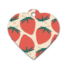 Seamless Strawberry Pattern Vector Dog Tag Heart (one Side) by Grandong