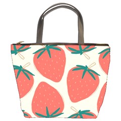 Seamless Strawberry Pattern Vector Bucket Bag by Grandong