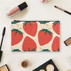 Seamless Strawberry Pattern Vector Cosmetic Bag (medium) by Grandong