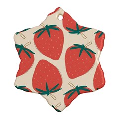 Seamless Strawberry Pattern Vector Snowflake Ornament (two Sides) by Grandong