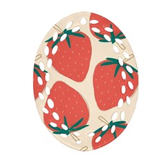 Seamless Strawberry Pattern Vector Oval Filigree Ornament (two Sides) by Grandong