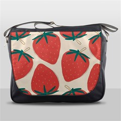 Seamless Strawberry Pattern Vector Messenger Bag by Grandong