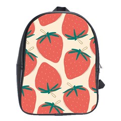 Seamless Strawberry Pattern Vector School Bag (xl) by Grandong