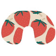 Seamless Strawberry Pattern Vector Travel Neck Pillow by Grandong