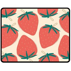 Seamless Strawberry Pattern Vector Two Sides Fleece Blanket (medium) by Grandong