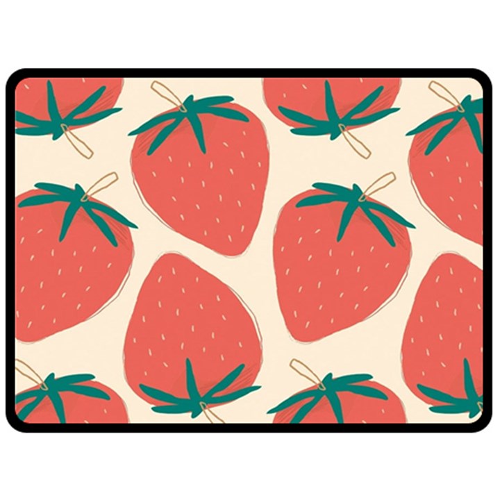 Seamless Strawberry Pattern Vector Two Sides Fleece Blanket (Large)