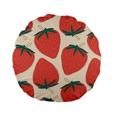 Seamless Strawberry Pattern Vector Standard 15  Premium Flano Round Cushions by Grandong