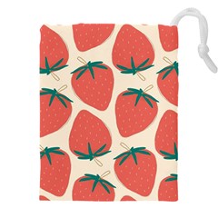 Seamless Strawberry Pattern Vector Drawstring Pouch (5xl) by Grandong