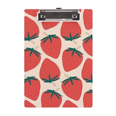 Seamless Strawberry Pattern Vector A5 Acrylic Clipboard by Grandong