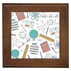 School Subjects And Objects Vector Illustration Seamless Pattern Framed Tile by Grandong