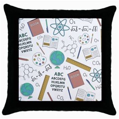 School Subjects And Objects Vector Illustration Seamless Pattern Throw Pillow Case (black) by Grandong