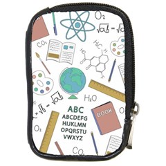 School Subjects And Objects Vector Illustration Seamless Pattern Compact Camera Leather Case by Grandong