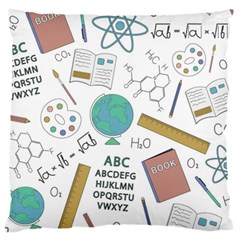 School Subjects And Objects Vector Illustration Seamless Pattern Large Cushion Case (two Sides) by Grandong