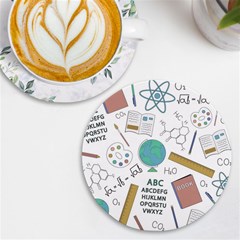 School Subjects And Objects Vector Illustration Seamless Pattern Uv Print Round Tile Coaster by Grandong