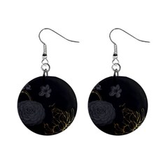 Dark And Gold Flower Patterned Mini Button Earrings by Grandong