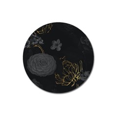 Dark And Gold Flower Patterned Magnet 3  (round) by Grandong