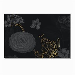 Dark And Gold Flower Patterned Postcard 4 x 6  (pkg Of 10)