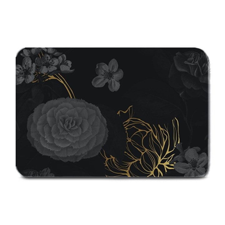 Dark And Gold Flower Patterned Plate Mats