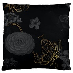 Dark And Gold Flower Patterned Large Cushion Case (one Side) by Grandong