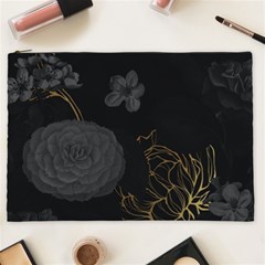 Dark And Gold Flower Patterned Cosmetic Bag (xxl) by Grandong