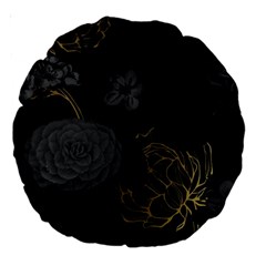 Dark And Gold Flower Patterned Large 18  Premium Round Cushions by Grandong