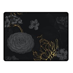 Dark And Gold Flower Patterned Two Sides Fleece Blanket (small) by Grandong