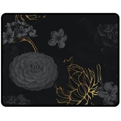 Dark And Gold Flower Patterned Two Sides Fleece Blanket (medium) by Grandong