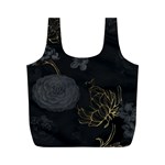 Dark And Gold Flower Patterned Full Print Recycle Bag (M) Front