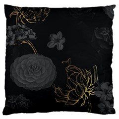 Dark And Gold Flower Patterned Standard Premium Plush Fleece Cushion Case (one Side) by Grandong