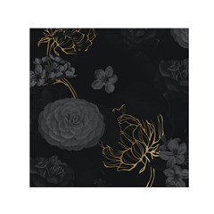 Dark And Gold Flower Patterned Square Satin Scarf (30  X 30 ) by Grandong